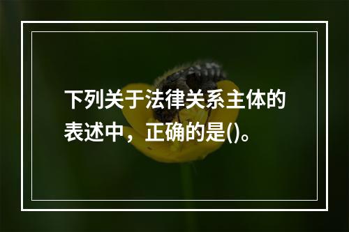 下列关于法律关系主体的表述中，正确的是()。