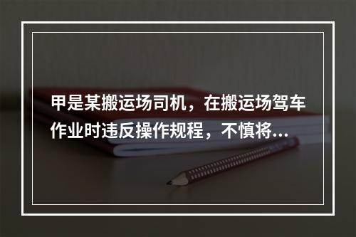 甲是某搬运场司机，在搬运场驾车作业时违反操作规程，不慎将另一