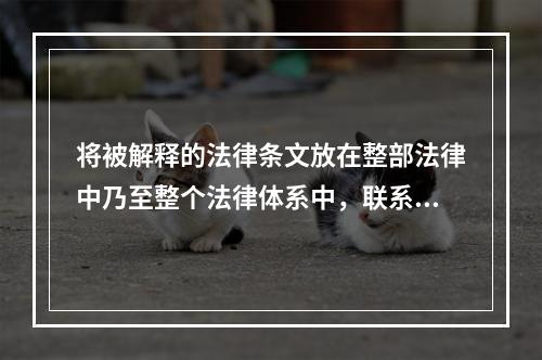 将被解释的法律条文放在整部法律中乃至整个法律体系中，联系此法