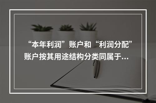 “本年利润”账户和“利润分配”账户按其用途结构分类同属于一个