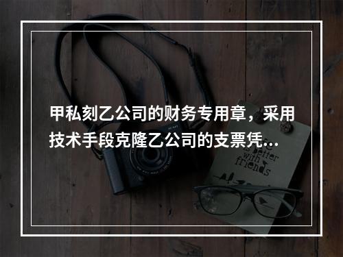 甲私刻乙公司的财务专用章，采用技术手段克隆乙公司的支票凭证，