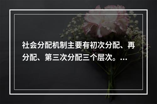 社会分配机制主要有初次分配、再分配、第三次分配三个层次。下列