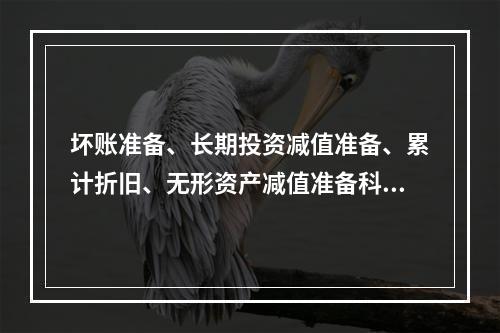 坏账准备、长期投资减值准备、累计折旧、无形资产减值准备科目均