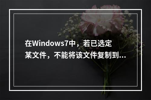 在Windows7中，若已选定某文件，不能将该文件复制到同一