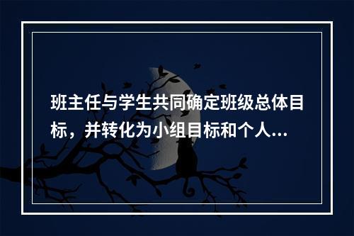 班主任与学生共同确定班级总体目标，并转化为小组目标和个人目标