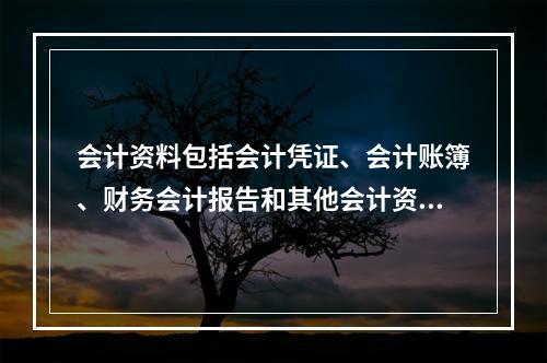 会计资料包括会计凭证、会计账簿、财务会计报告和其他会计资料。