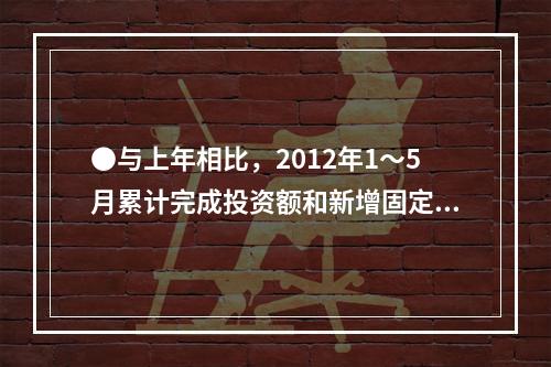 ●与上年相比，2012年1～5月累计完成投资额和新增固定资产