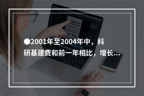 ●2001年至2004年中，科研基建费和前一年相比，增长率最