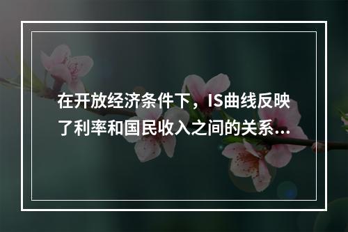 在开放经济条件下，IS曲线反映了利率和国民收入之间的关系，其