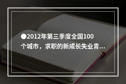 ●2012年第三季度全国100个城市，求职的新成长失业青年中