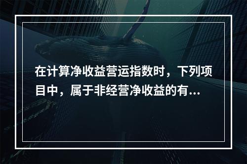 在计算净收益营运指数时，下列项目中，属于非经营净收益的有()