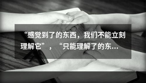 “感觉到了的东西，我们不能立刻理解它”，“只能理解了的东西才