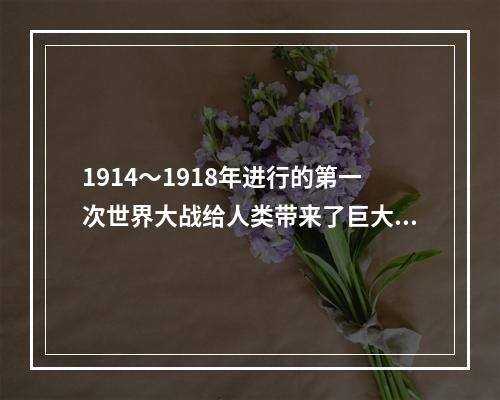 1914～1918年进行的第一次世界大战给人类带来了巨大灾难