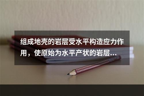 组成地壳的岩层受水平构造应力作用，使原始为水平产状的岩层产生