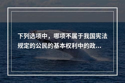 下列选项中，哪项不属于我国宪法规定的公民的基本权利中的政治权