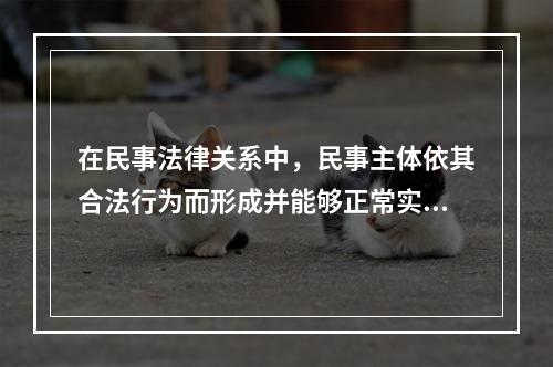 在民事法律关系中，民事主体依其合法行为而形成并能够正常实现的