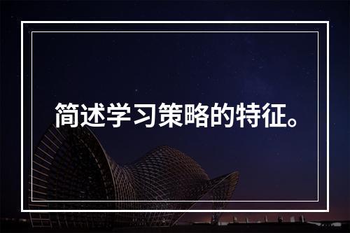 简述学习策略的特征。