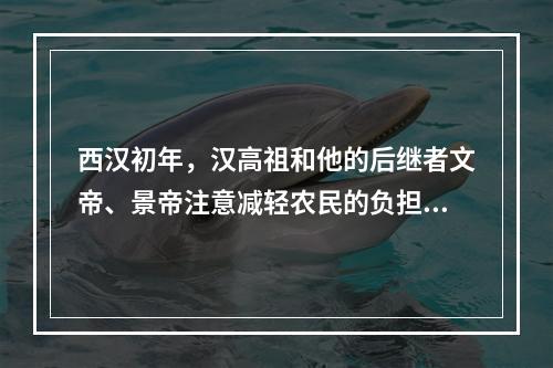 西汉初年，汉高祖和他的后继者文帝、景帝注意减轻农民的负担、兵