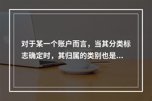 对于某一个账户而言，当其分类标志确定时，其归属的类别也是唯一