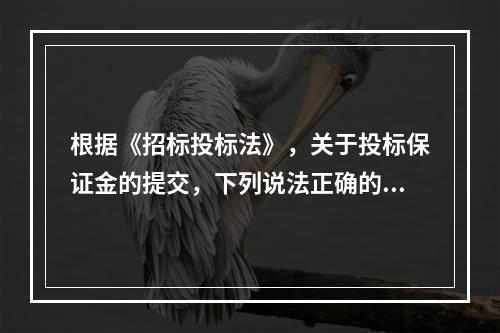 根据《招标投标法》，关于投标保证金的提交，下列说法正确的是(