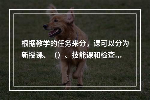 根据教学的任务来分，课可以分为新授课、（）、技能课和检查课。