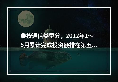 ●按通信类型分，2012年1～5月累计完成投资额排在第五位的