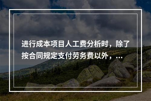 进行成本项目人工费分析时，除了按合同规定支付劳务费以外，还可