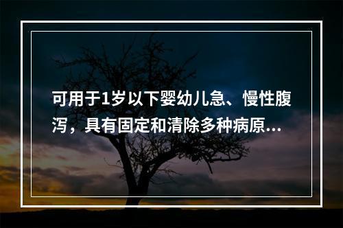 可用于1岁以下婴幼儿急、慢性腹泻，具有固定和清除多种病原体和