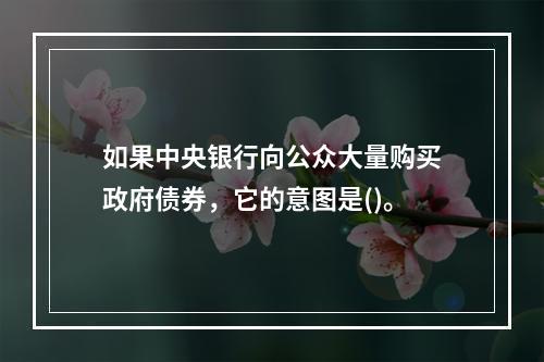 如果中央银行向公众大量购买政府债券，它的意图是()。