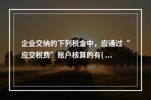 企业交纳的下列税金中，应通过“应交税费”账户核算的有( )。