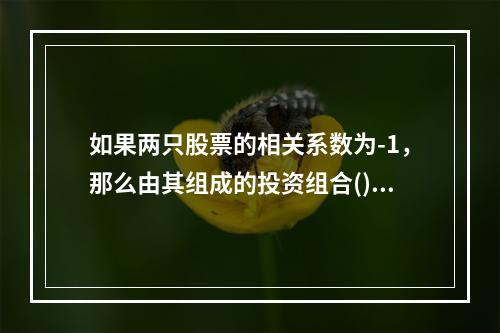 如果两只股票的相关系数为-1，那么由其组成的投资组合()。