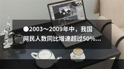 ●2003～2009年中，我国网民人数同比增速超过50%的年