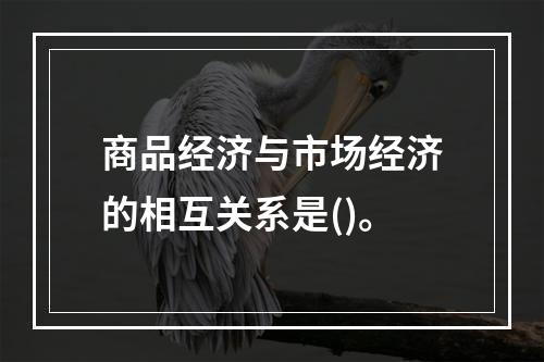 商品经济与市场经济的相互关系是()。