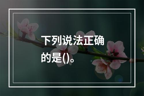 下列说法正确的是()。