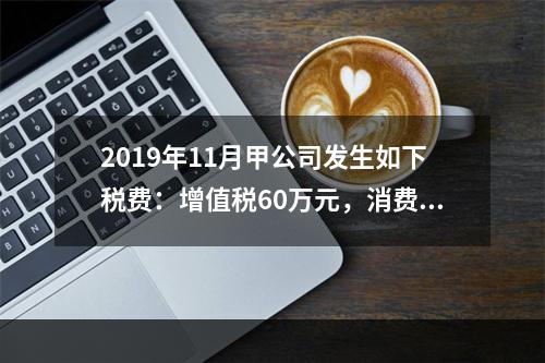 2019年11月甲公司发生如下税费：增值税60万元，消费税8