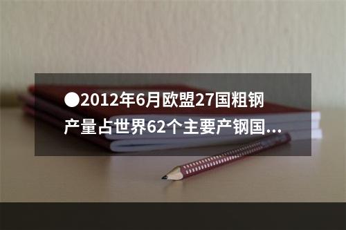 ●2012年6月欧盟27国粗钢产量占世界62个主要产钢国和地