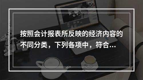 按照会计报表所反映的经济内容的不同分类，下列各项中，符合该分