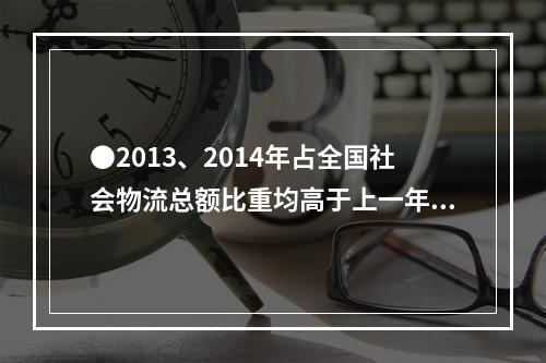 ●2013、2014年占全国社会物流总额比重均高于上一年水平