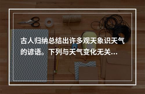 古人归纳总结出许多观天象识天气的谚语。下列与天气变化无关的谚