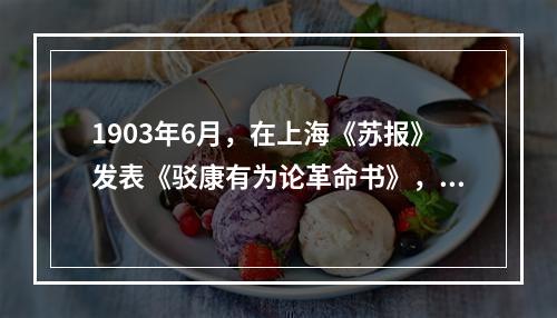 1903年6月，在上海《苏报》发表《驳康有为论革命书》，批驳