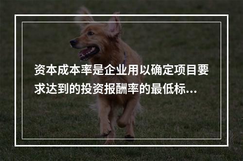 资本成本率是企业用以确定项目要求达到的投资报酬率的最低标准。