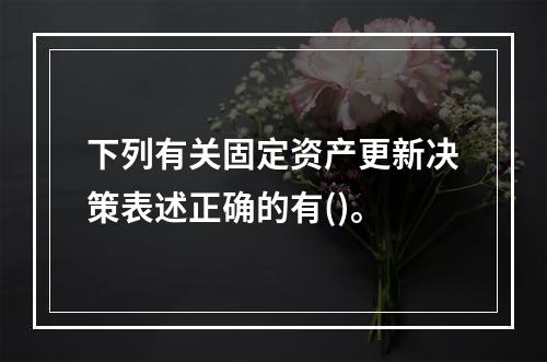 下列有关固定资产更新决策表述正确的有()。