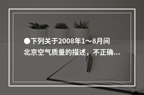 ●下列关于2008年1～8月间北京空气质量的描述，不正确的是