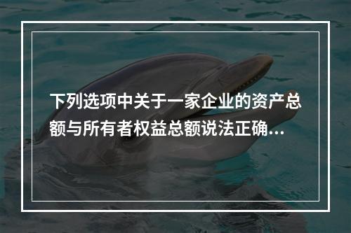 下列选项中关于一家企业的资产总额与所有者权益总额说法正确的是