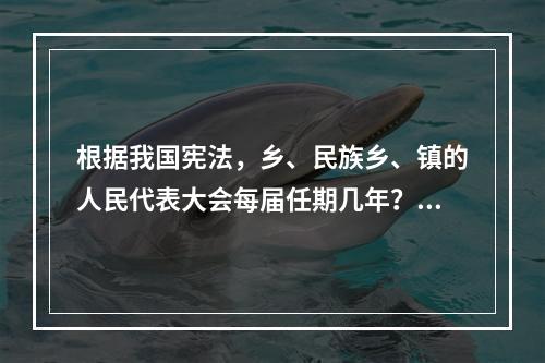 根据我国宪法，乡、民族乡、镇的人民代表大会每届任期几年？()