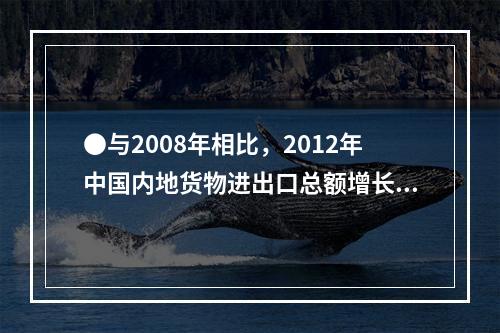 ●与2008年相比，2012年中国内地货物进出口总额增长率约