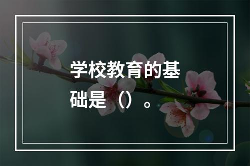 学校教育的基础是（）。