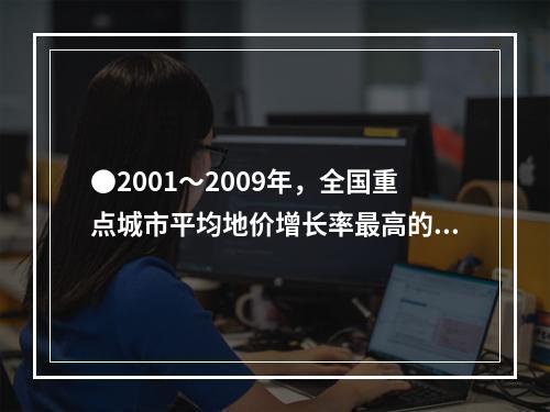 ●2001～2009年，全国重点城市平均地价增长率最高的年份