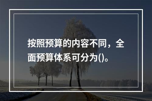 按照预算的内容不同，全面预算体系可分为()。