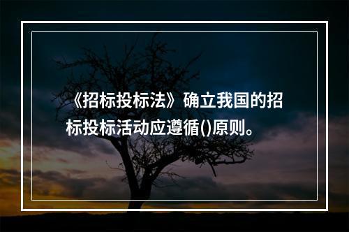 《招标投标法》确立我国的招标投标活动应遵循()原则。